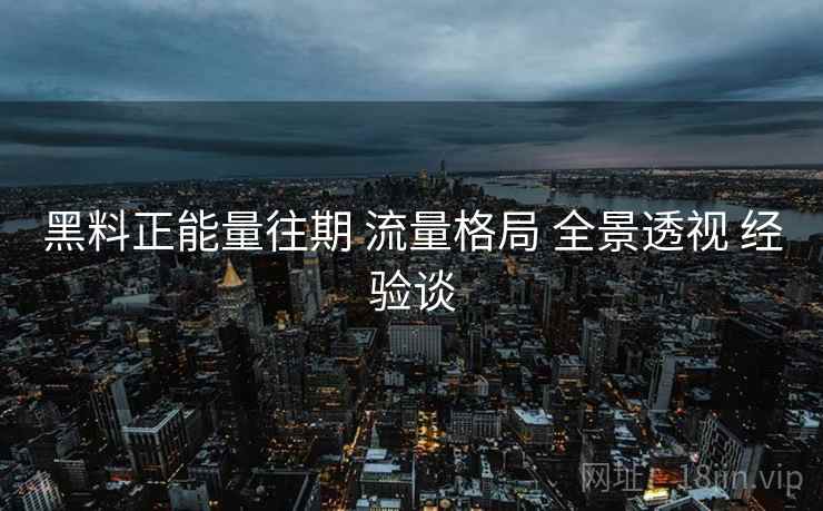 黑料正能量往期 流量格局 全景透视 经验谈  第2张