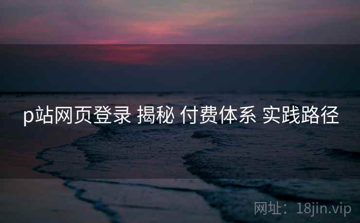 p站网页登录 揭秘 付费体系 实践路径  第1张
